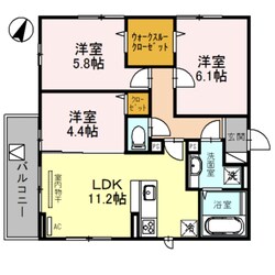 ルピナス嵯峨A棟の物件間取画像